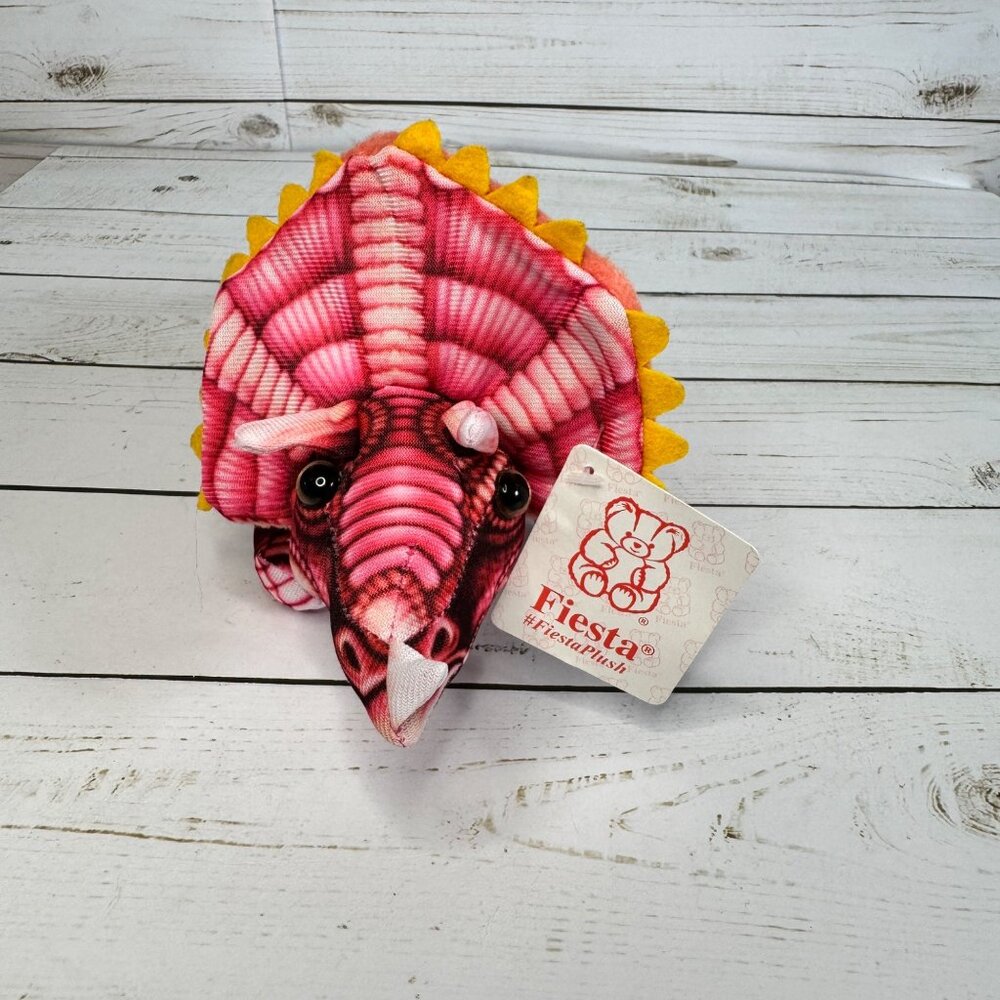 Fiesta Toys Pink Triceratops Dinosaur 8" Plush Stuffed Toy 2020 NWT